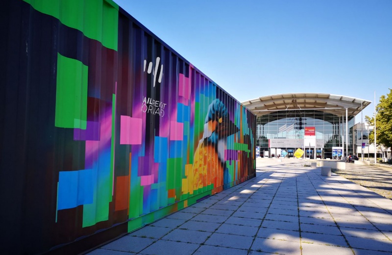 A Noah's Train Container in front of the transport logistic in Munich