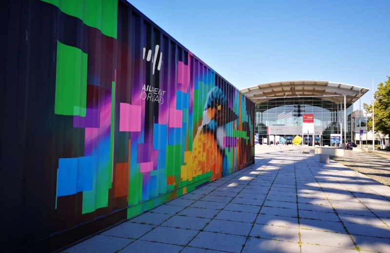 A Noah's Train Container in front of the transport logistic in Munich