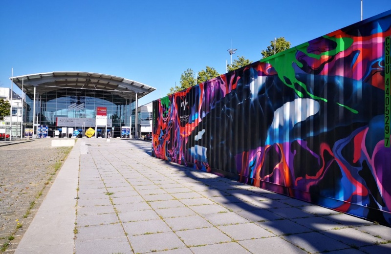 A Noah's Train Container in front of the transport logistic in Munich